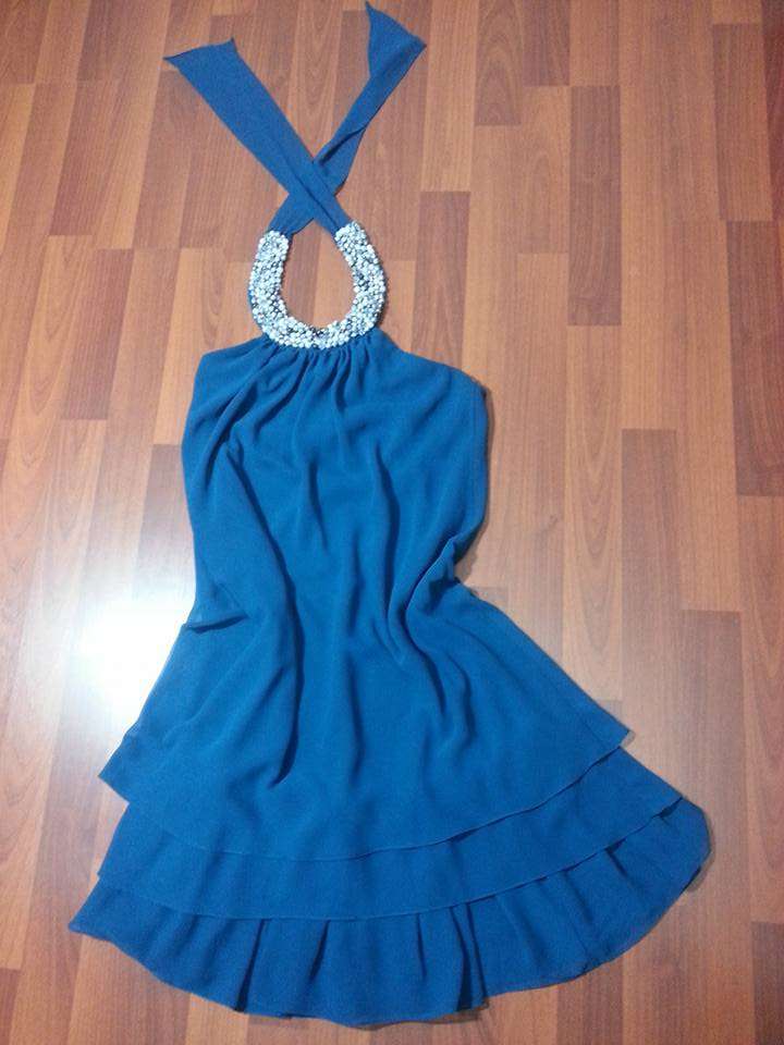 REGALO Hanger Hanging Oil Blue Dress