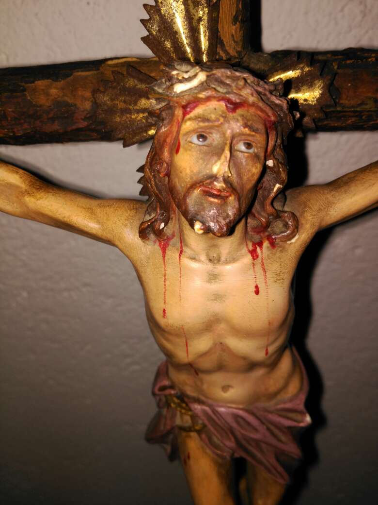 REGALO cristo antiguo con ojos de cristal 2
