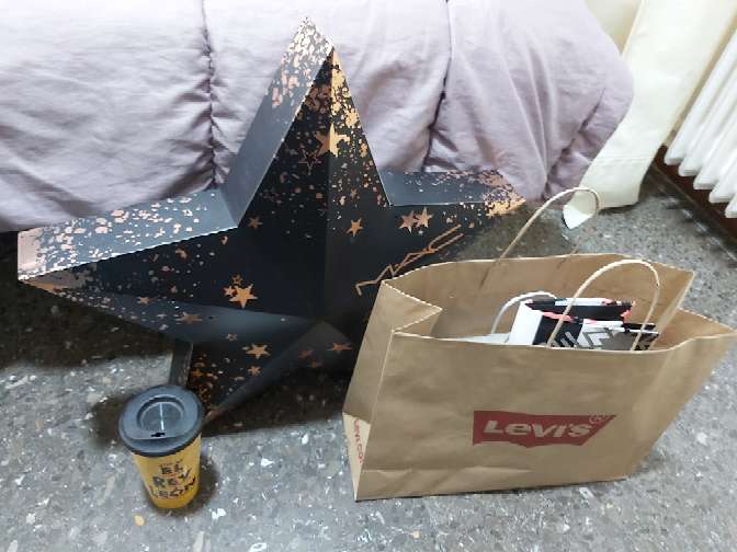 REGALO Estrella de adviento vaca, vaso del Rey Len y bolsas de cartn 