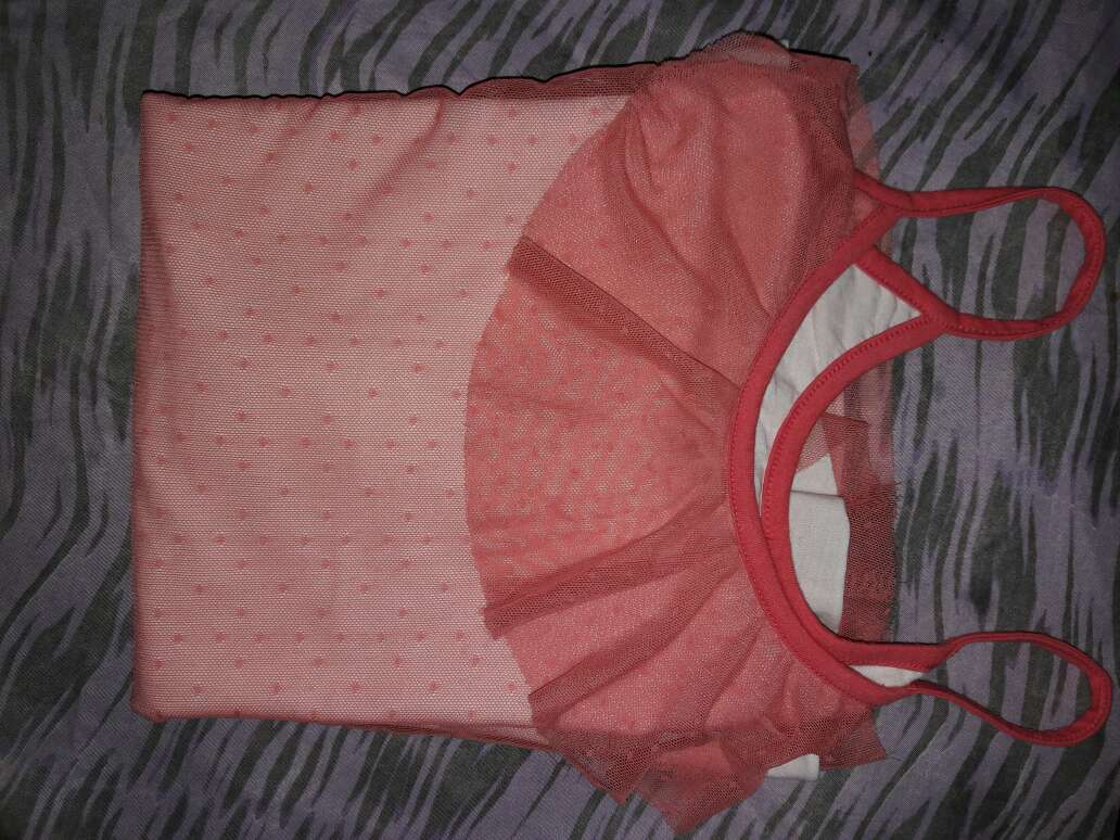 REGALO pollera de jeans azl ocuro y musculosa rosa con encaje  3