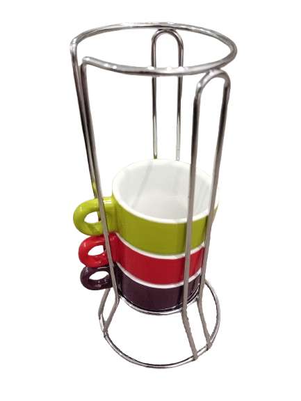 REGALO Set 3 tazas de caf� con soporte met�lico