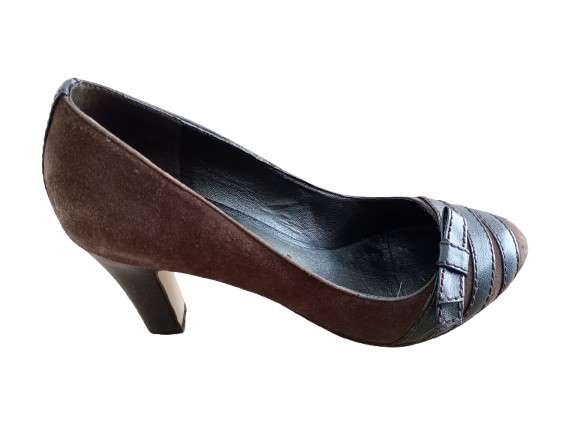 REGALO Zapatos mujer Mango talla 37 - ante marr�n, tac�n 9 cm (vestir / evento) 2