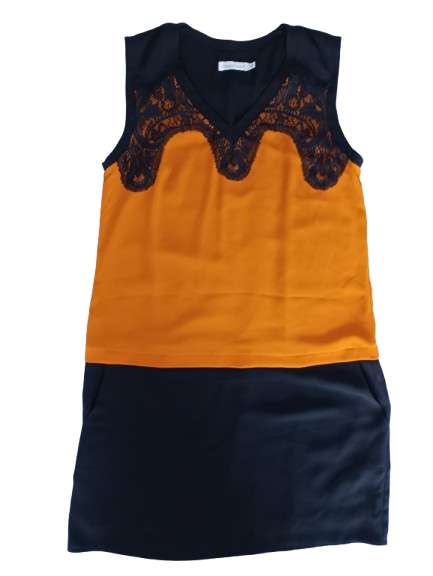REGALO Vestido mujer Good Look talla M - negro y naranja con encaje